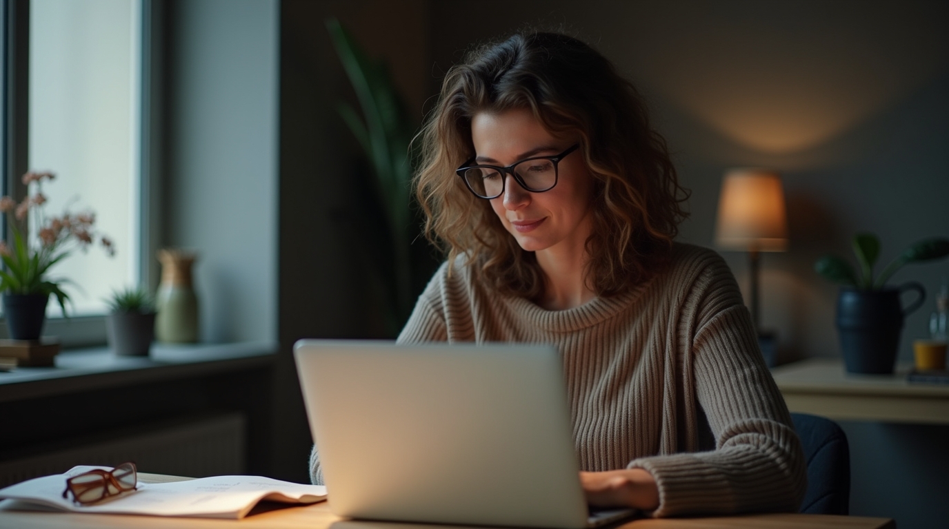 Zelfstandig ondernemer achter haar laptop