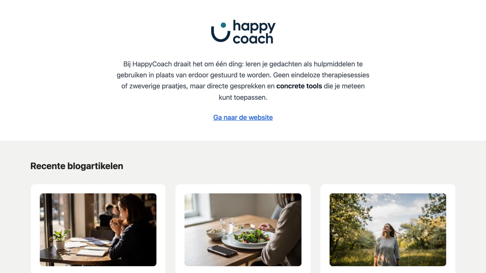 De eigen blogpagina van een dibbi-gebruiker met de recente artikelen