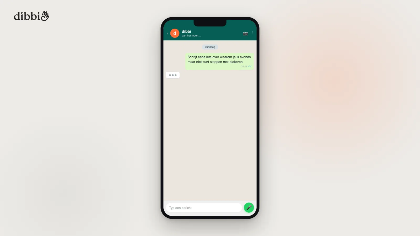 Het verstuurde idee in de WhatsApp-chat met dibbi